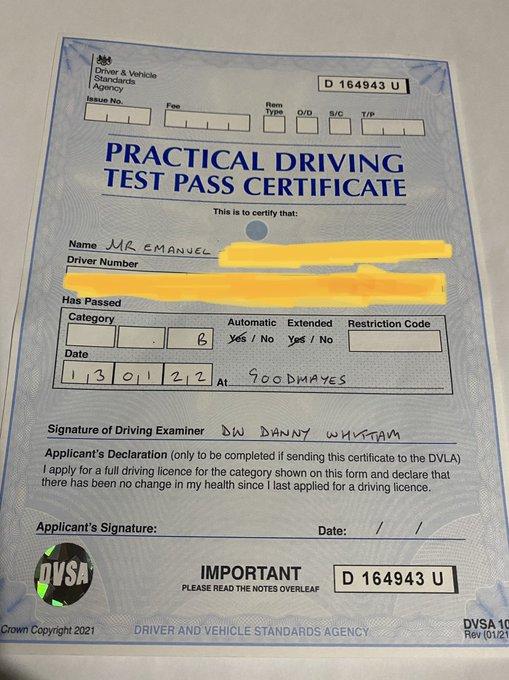 Fake Practical Driving Test Certificate